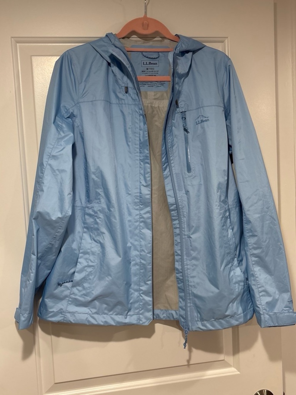 L.L. Bean Women's Pale Blue Hooded Shell Jacket